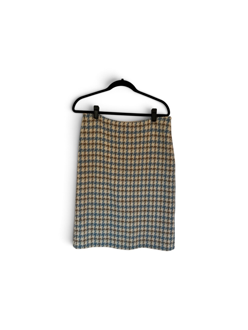 Margaret O'Leary Wool Blend Houndstooth Quiet Luxury Academia Pencil Skirt Sz M